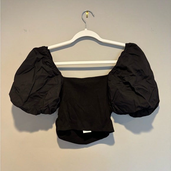 Women's Black Zara Cropped Top - Size Medium NWT - Picture 8 of 13